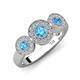 4 - Rocco 0.70 ctw Blue Topaz (4 mm) Three Stone accented Lab Grown Diamond Engagement Ring 