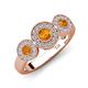 4 - Rocco 0.68 ctw Citrine (4 mm) Three Stone accented Lab Grown Diamond Engagement Ring 