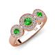 4 - Rocco 0.82 ctw Green Garnet (4 mm) Three Stone accented Lab Grown Diamond Engagement Ring 