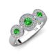 4 - Rocco 0.82 ctw Green Garnet (4 mm) Three Stone accented Lab Grown Diamond Engagement Ring 