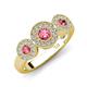 4 - Rocco 0.68 ctw Pink Tourmaline (4 mm) Three Stone accented Lab Grown Diamond Engagement Ring 