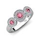 4 - Rocco 0.68 ctw Pink Tourmaline (4 mm) Three Stone accented Lab Grown Diamond Engagement Ring 