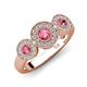 4 - Rocco 0.68 ctw Pink Tourmaline (4 mm) Three Stone accented Lab Grown Diamond Engagement Ring 
