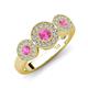 4 - Rocco 0.77 ctw Pink Sapphire (4 mm) Three Stone accented Lab Grown Diamond Engagement Ring 