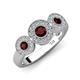 4 - Rocco 0.84 ctw Red Garnet (4 mm) Three Stone accented Lab Grown Diamond Engagement Ring 