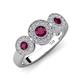 4 - Rocco 0.84 ctw Rhodolite Garnet (4 mm) Three Stone accented Lab Grown Diamond Engagement Ring 