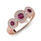 4 - Rocco 0.84 ctw Rhodolite Garnet (4 mm) Three Stone accented Lab Grown Diamond Engagement Ring 