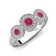 4 - Rocco 0.76 ctw Ruby (4 mm) Three Stone accented Lab Grown Diamond Engagement Ring 