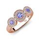 4 - Rocco 0.73 ctw Tanzanite (4 mm) Three Stone accented Lab Grown Diamond Engagement Ring 