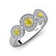 4 - Rocco 0.75 ctw Yellow Diamond (4 mm) Three Stone accented Lab Grown Diamond Engagement Ring 