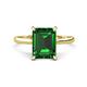 1 - Zaire 2.12 ctw Created Emerald Emerald Shape (9x7 mm) Hidden Halo accented Side Natural Diamond Engagement Ring 