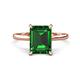 1 - Zaire 2.12 ctw Created Emerald Emerald Shape (9x7 mm) Hidden Halo accented Side Natural Diamond Engagement Ring 