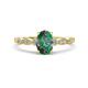 1 - Kiara 1.36 ctw Created Alexandrite Oval Shape (7x5 mm) Solitaire Plus accented Natural Diamond Engagement Ring 