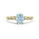 1 - Kiara 0.92 ctw Aquamarine Oval Shape (7x5 mm) Solitaire Plus accented Natural Diamond Engagement Ring 