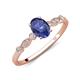 3 - Kiara 0.87 ctw Iolite Oval Shape (7x5 mm) Solitaire Plus accented Natural Diamond Engagement Ring 