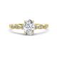 1 - Kiara 1.05 ctw Moissanite Oval Shape (7x5 mm) Solitaire Plus accented Natural Diamond Engagement Ring 