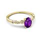 5 - Kiara 0.92 ctw Amethyst Oval Shape (7x5 mm) Solitaire Plus accented Natural Diamond Engagement Ring 