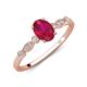 3 - Kiara 1.10 ctw Ruby Oval Shape (7x5 mm) Solitaire Plus accented Natural Diamond Engagement Ring 
