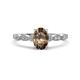 1 - Kiara 0.95 ctw Smoky Quartz Oval Shape (7x5 mm) Solitaire Plus accented Natural Diamond Engagement Ring 