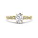 1 - Kiara 1.20 ctw White Sapphire Oval Shape (7x5 mm) Solitaire Plus accented Natural Diamond Engagement Ring 