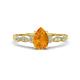 1 - Kiara 0.85 ctw Citrine Pear Shape (7x5 mm) Solitaire Plus accented Natural Diamond Engagement Ring 