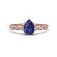 1 - Kiara 0.80 ctw Iolite Pear Shape (7x5 mm) Solitaire Plus accented Natural Diamond Engagement Ring 