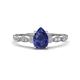 1 - Kiara 0.80 ctw Iolite Pear Shape (7x5 mm) Solitaire Plus accented Natural Diamond Engagement Ring 