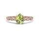 1 - Kiara 1.00 ctw Peridot Pear Shape (7x5 mm) Solitaire Plus accented Natural Diamond Engagement Ring 