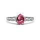 1 - Kiara 0.90 ctw Pink Tourmaline Pear Shape (7x5 mm) Solitaire Plus accented Natural Diamond Engagement Ring 