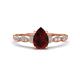 1 - Kiara 1.10 ctw Red Garnet Pear Shape (7x5 mm) Solitaire Plus accented Natural Diamond Engagement Ring 