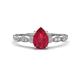 1 - Kiara 1.15 ctw Ruby Pear Shape (7x5 mm) Solitaire Plus accented Natural Diamond Engagement Ring 