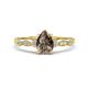 1 - Kiara 0.85 ctw Smoky Quartz Pear Shape (7x5 mm) Solitaire Plus accented Natural Diamond Engagement Ring 