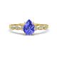 1 - Kiara 0.95 ctw Tanzanite Pear Shape (7x5 mm) Solitaire Plus accented Natural Diamond Engagement Ring 
