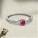2 - Kiara 0.83 ctw Rhodolite Garnet Oval Shape (6x4 mm) Solitaire Plus accented Natural Diamond Engagement Ring 