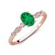 3 - Kiara 1.00 ctw Emerald Oval Shape (7x5 mm) Solitaire Plus accented Natural Diamond Engagement Ring 