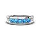 1 - Aaron 0.45 ctw Blue Topaz 5 Stone Men Wedding Band (5 mm) 