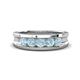 1 - Aaron 0.40 ctw Aquamarine 5 Stone Men Wedding Band (5 mm) 