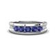 1 - Aaron 0.40 ctw Iolite 5 Stone Men Wedding Band (5 mm) 