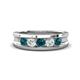1 - Aaron 0.50 ctw Natural Diamond & Blue Diamond 5 Stone Men Wedding Band (3 mm) 