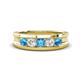 1 - Aaron 0.47 ctw Natural Diamond & Blue Topaz 5 Stone Men Wedding Band (3 mm) 