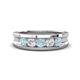 1 - Aaron 0.44 ctw Natural Diamond & Aquamarine 5 Stone Men Wedding Band (3 mm) 