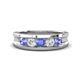 1 - Aaron 0.47 ctw Natural Diamond & Tanzanite 5 Stone Men Wedding Band (3 mm) 
