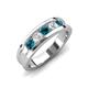 4 - Aaron 0.50 ctw Natural Diamond & Blue Diamond 5 Stone Men Wedding Band (3 mm) 