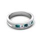 6 - Aaron 0.50 ctw Natural Diamond & Blue Diamond 5 Stone Men Wedding Band (3 mm) 