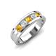 4 - Aaron 0.44 ctw Natural Diamond & Citrine 5 Stone Men Wedding Band (3 mm) 