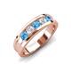 4 - Aaron 0.47 ctw Natural Diamond & Blue Topaz 5 Stone Men Wedding Band (3 mm) 