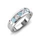 4 - Aaron 0.44 ctw Natural Diamond & Aquamarine 5 Stone Men Wedding Band (3 mm) 