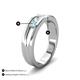 5 - Aaron 0.44 ctw Natural Diamond & Aquamarine 5 Stone Men Wedding Band (3 mm) 