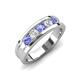 4 - Aaron 0.47 ctw Natural Diamond & Tanzanite 5 Stone Men Wedding Band (3 mm) 