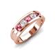 4 - Aaron 0.44 ctw Natural Diamond & Pink Tourmaline 5 Stone Men Wedding Band (3 mm) 